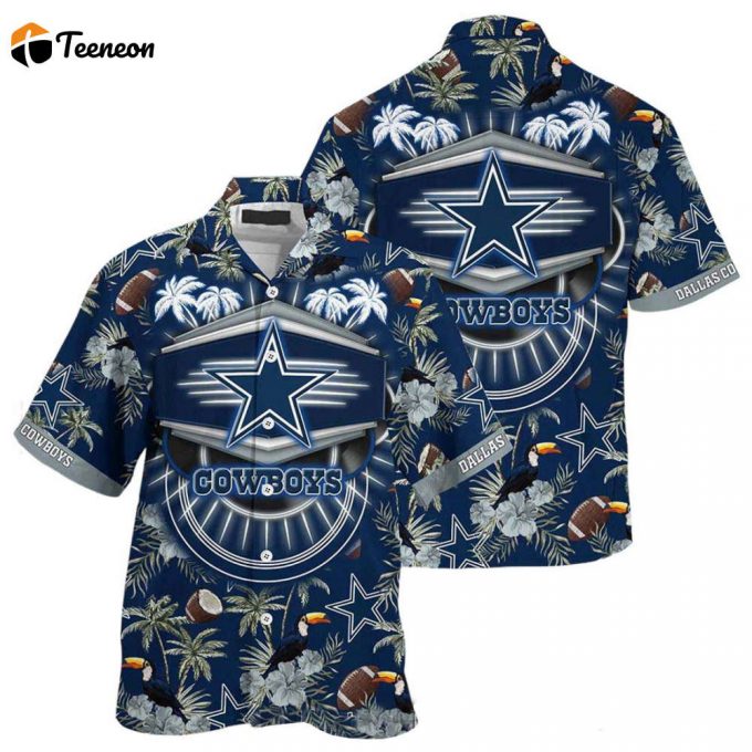Dallas Cowboys Coconut And Parrot Pattern Hawaiian Shirt, Gift For Fan 1