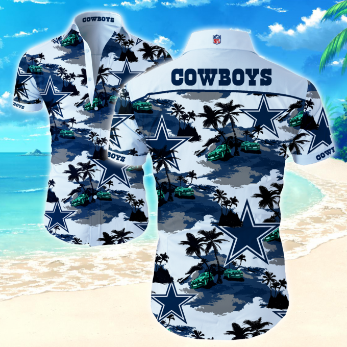 Dallas Cowboys Coconut Tree Graphic 3D Hawaiian Shirt, Gift For Fans 2