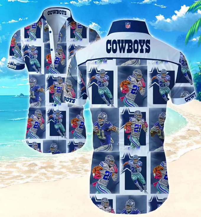 Dallas Cowboys Elliott 21 Graphic Hawaiian Shirt, Gift For Fan 2
