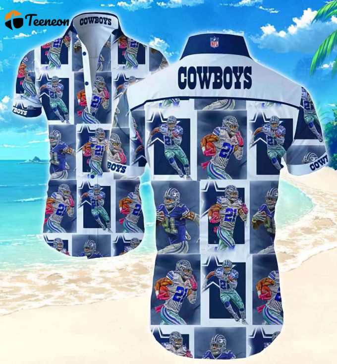 Dallas Cowboys Elliott 21 Graphic Hawaiian Shirt, Gift For Fan 1