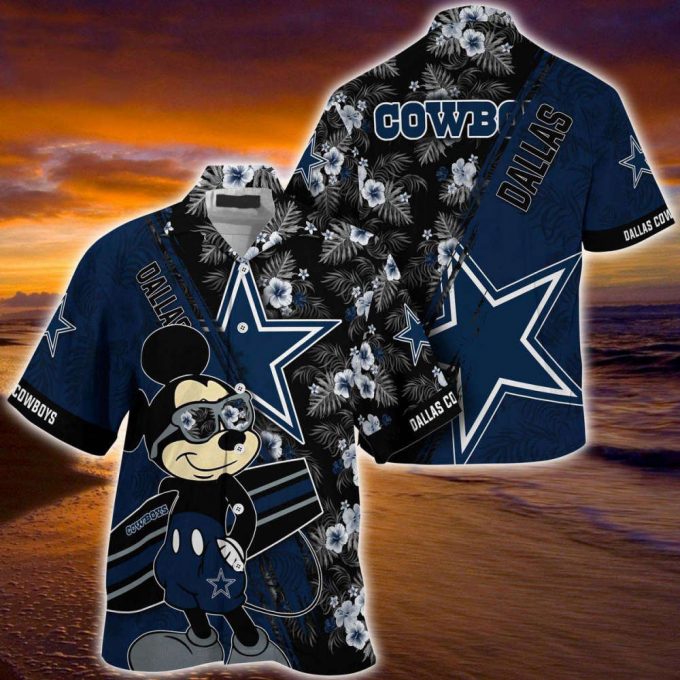 Dallas Cowboys Mickey And Floral Hawaiian Shirt, Gift For Fan 2