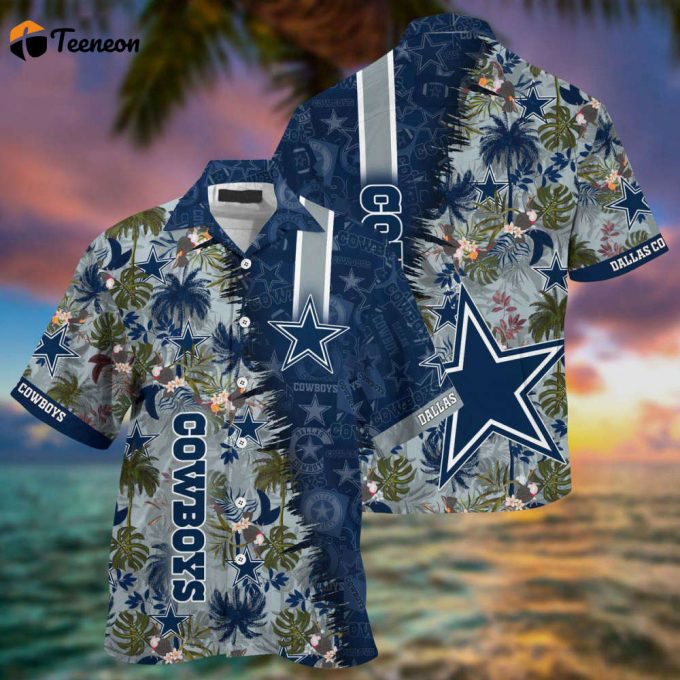 Dallas Cowboys Nfl Tropical Floral Pattern Hawaiian Shirt, Gift For Summer 1