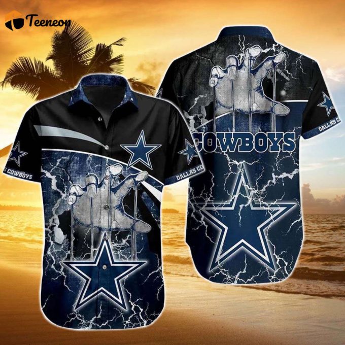 Dallas Cowboys Puppet Control Hand Graphic Hawaiian Shirt, Gift For Fan 1