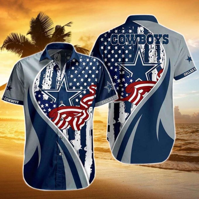 Dallas Cowboys Vintage Us Flag Graphic Hawaiian Shirt, Gift For Fan 2