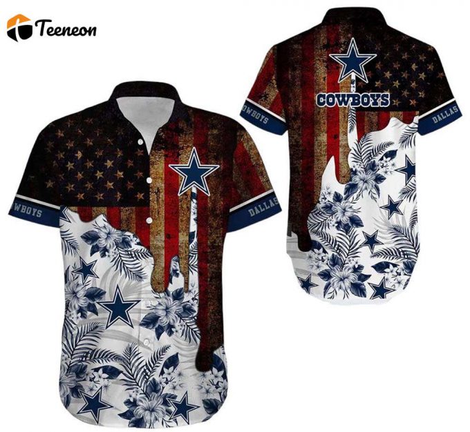Dallas Cowboys Vintage Us Flag Hawaiian Shirt, Gift For Fan 1