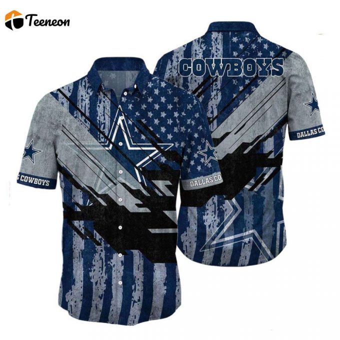 Dallas Cowboys Vtg American Flag Background Hawaiian Shirt, Gift For Fans 1