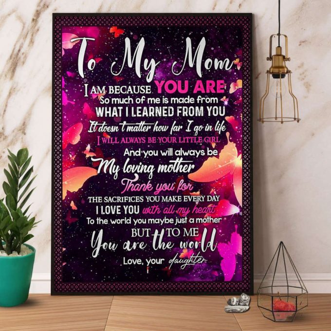 Daughter To My Mom I Love You With All My Heart Pink Butterfly Gift Poster No Frame Matte Canvas 2