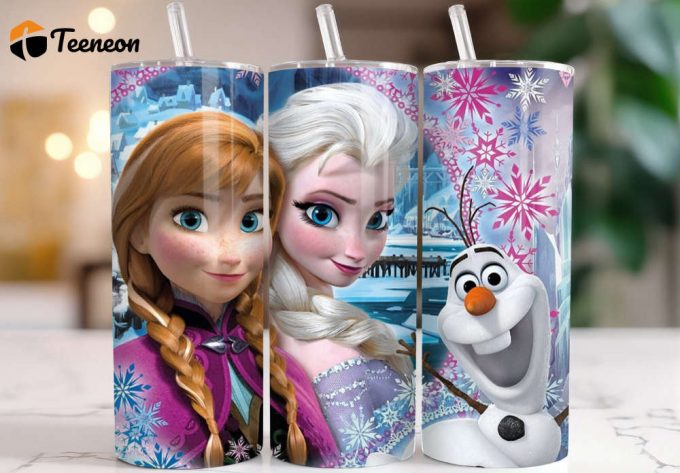 Disney Elsa, Anna And Olaf 10 Oz Or 20Oz Skinny Tumbler Gift For Fans 1