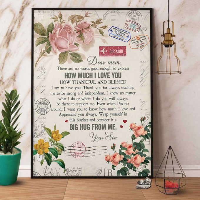 Flowers Letter Son Dear Mom Thank You For Always Teaching Me To Be Strong And Independent Air Mail Love Poster No Frame Matte Canvas 2