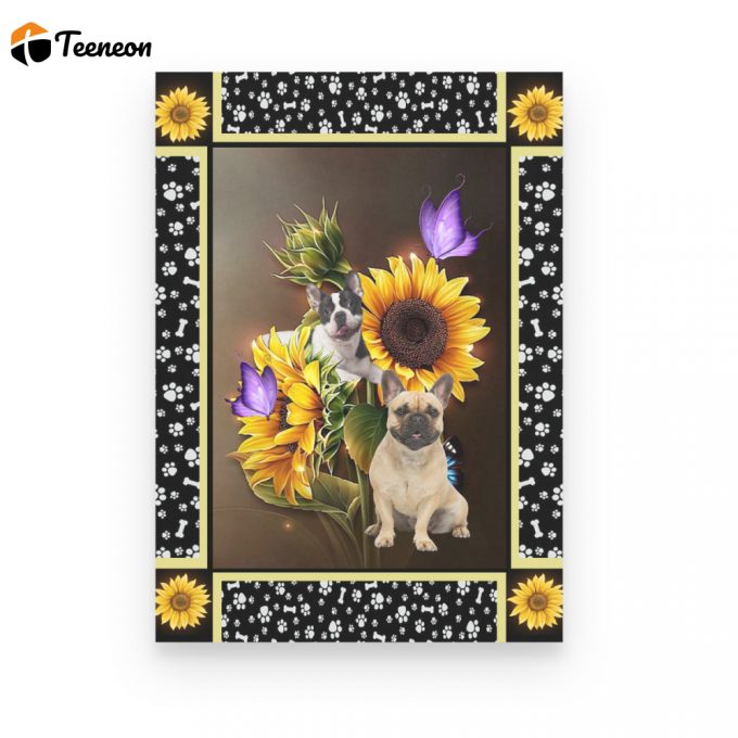 French Bulldog Dark Sunflower Poster Canvas 1