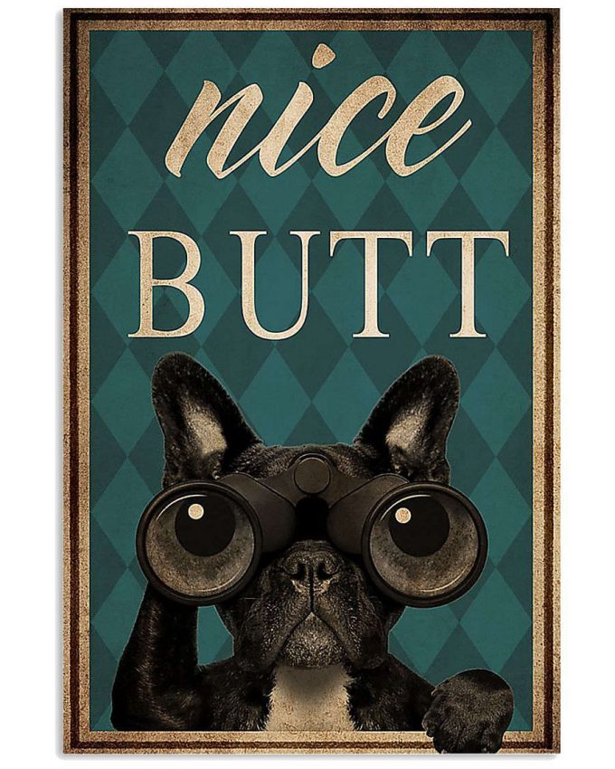 Frenchie Bulldog Nice Butt Vintage Poster, Canvas 2