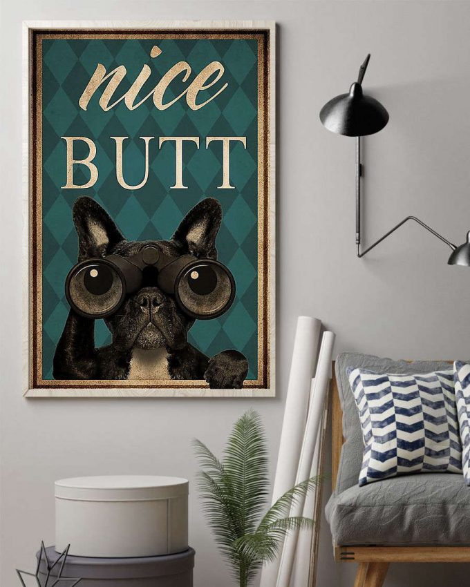 Frenchie Bulldog Nice Butt Vintage Poster, Canvas 3