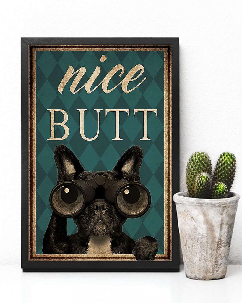 Frenchie Bulldog Nice Butt Vintage Poster, Canvas 14