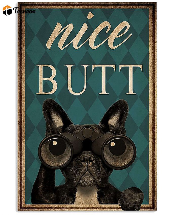 Frenchie Bulldog Nice Butt Vintage Poster, Canvas 1