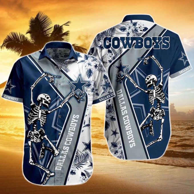 Funny Dallas Cowboys Dancing Skeleton Hawaiian Shirt 2