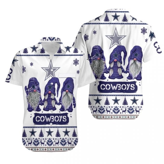 Funny Ugly Christmas Gnomes Dallas Cowboys 3D Hawaiian Shirt 2