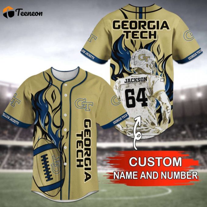 Georgia Tech Yellow Jackets Baseball Jersey Personalized 2023 1