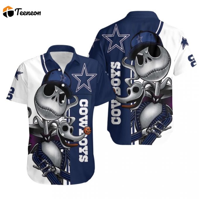 Gift For Dallas Cowboys Fans, Jack Skellington Zero Cowboys 3D Hawaiian Shirt 1