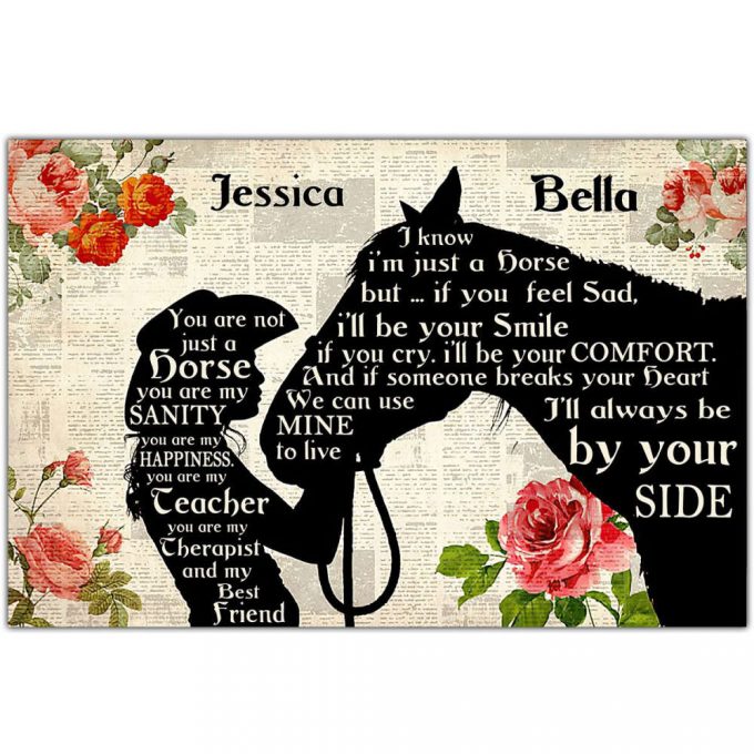 Girl And Horse Custom Name 3D All Over Printed Poster Horizontal 3