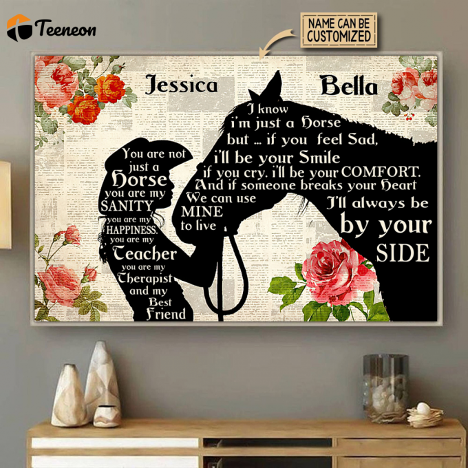 Girl And Horse Custom Name 3D All Over Printed Poster Horizontal 1