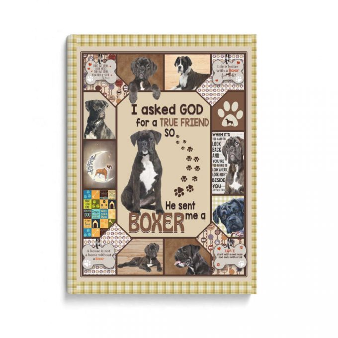 God Sent Me A Black Boxer Poster Canvas Black Boxer Dog Lover Birthday Gift Family Gift Decor 2