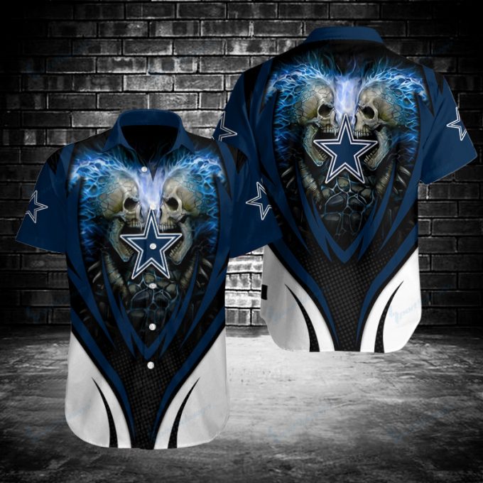 High Quality Dallas Cowboys Lightning Skeletons 3D Hawaiian Shirt 2