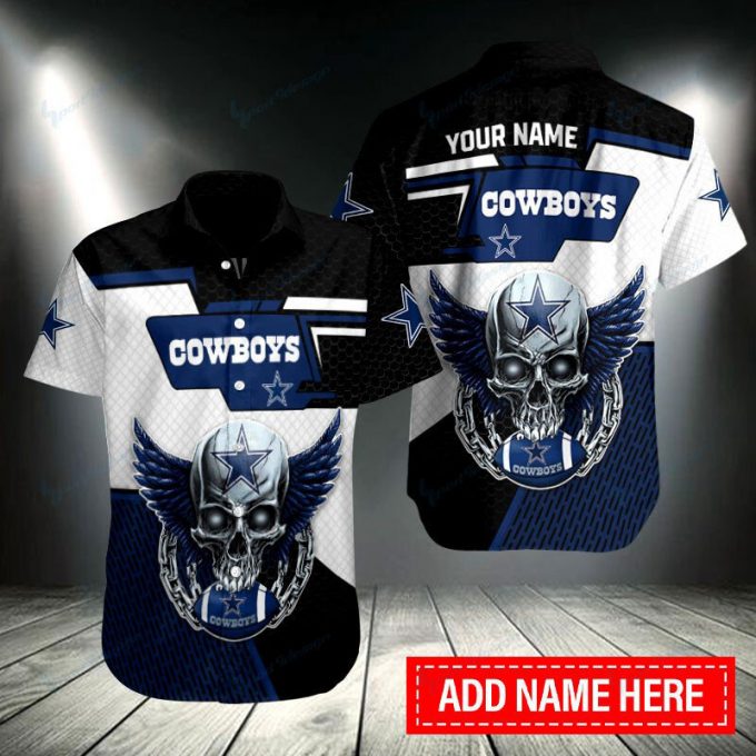 High Quality Personalized Dallas Cowboys Wings Skull 3D Hawaiian Shirt 2