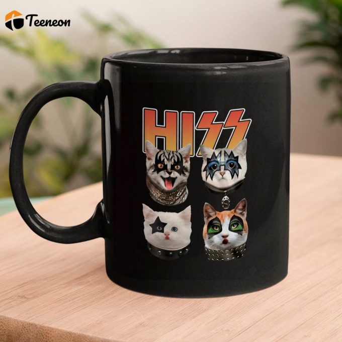 Hiss Cat Mugs, Funny Mug, Music Rock Mug, Hiss Band Mug, Rock Cat Mug 1