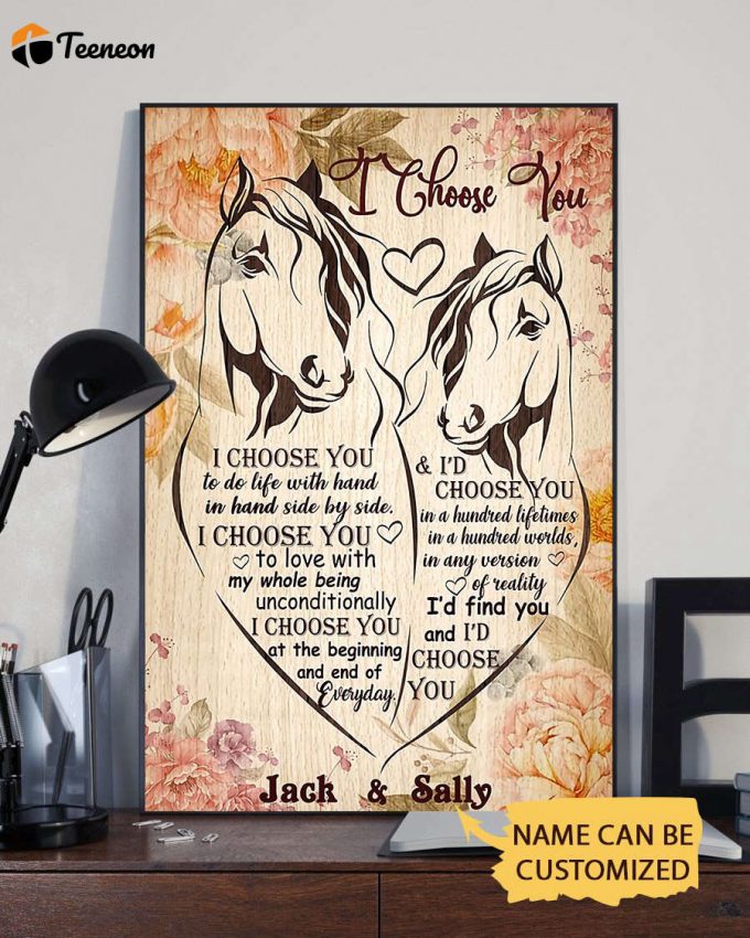 Horse I Choose You Custom Name 3D All Over Printed Poster Vertical 1