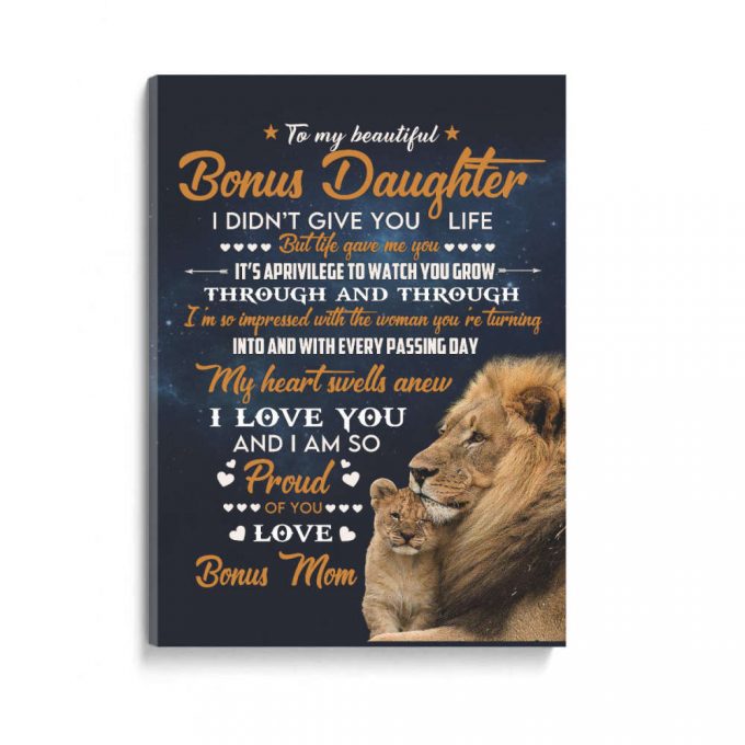 I Did Not Give U Life Lion Mom To Bonus Daughter Poster Canvas | Gift For Daughter 2