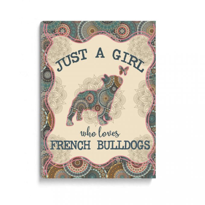Just A Girl Who Loves French Bulldogs Mandala Poster Canvas 2