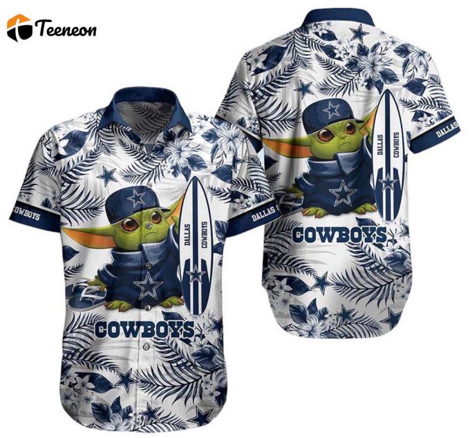 Limited Dallas Cowboys Baby Yoda Tropical Pattern Hawaiian Shirt 1