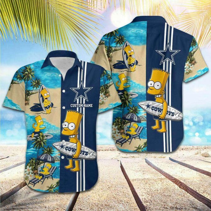 Limited Dallas Cowboys Bart Simpsons Surfing Hawaiian Shirt 2