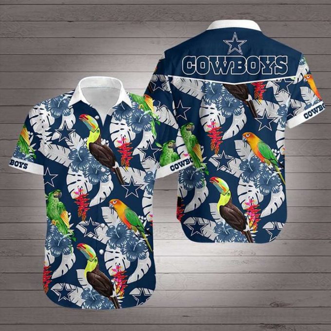 Limited Dallas Cowboys Flower And Parrots Pattern Hawaiian Shirt 2