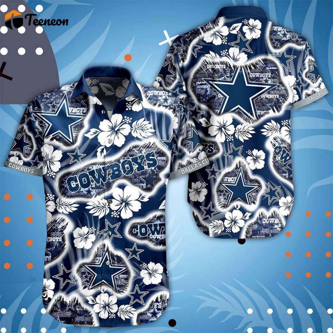 Limited Dallas Cowboys Hibiscus Flower Pattern Hawaiian Shirt 1