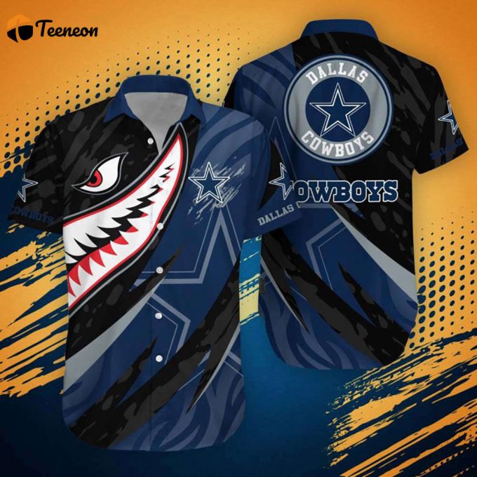 Limited Dallas Cowboys Shark Design Hawaiian Shirt 1