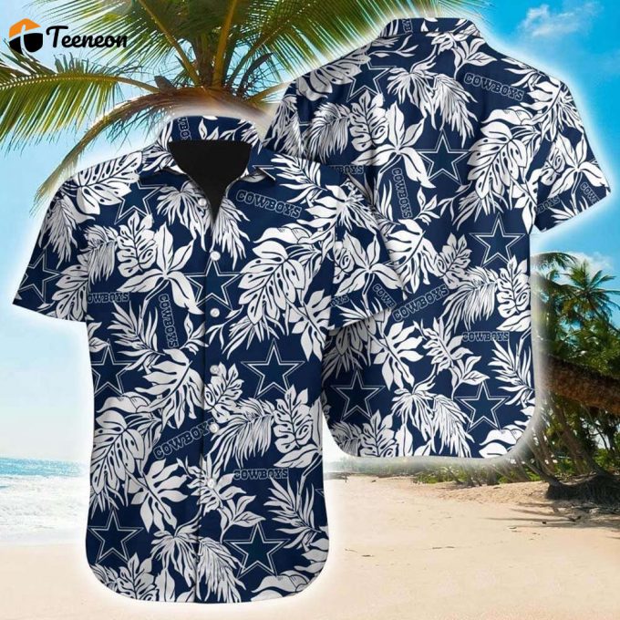 Limited Dallas Cowboys Tropical Leafs Pattern Hawaiian Shirt 1