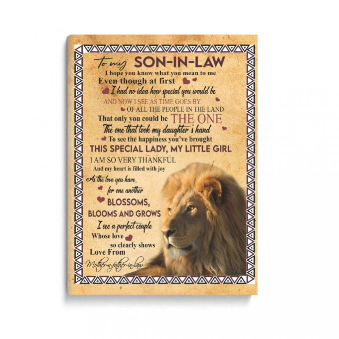 Lion To My Son-In-Law Poster Canvas, Even Though At First, Gift For Son-In-Law From Mother-In, Father-In-Law Birthday Gift Home Decor 2