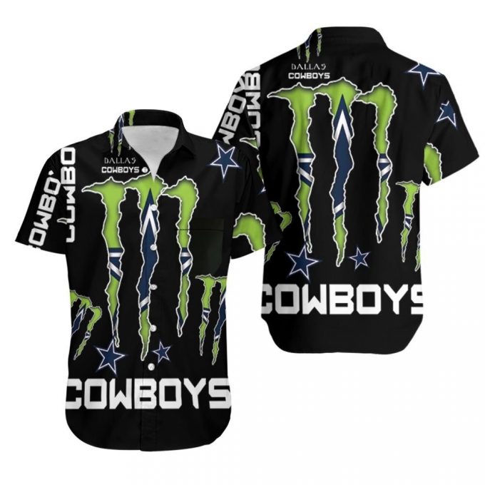 Logo Monster Energy Dallas Cowboys 3D Hawaiian Shirt 2