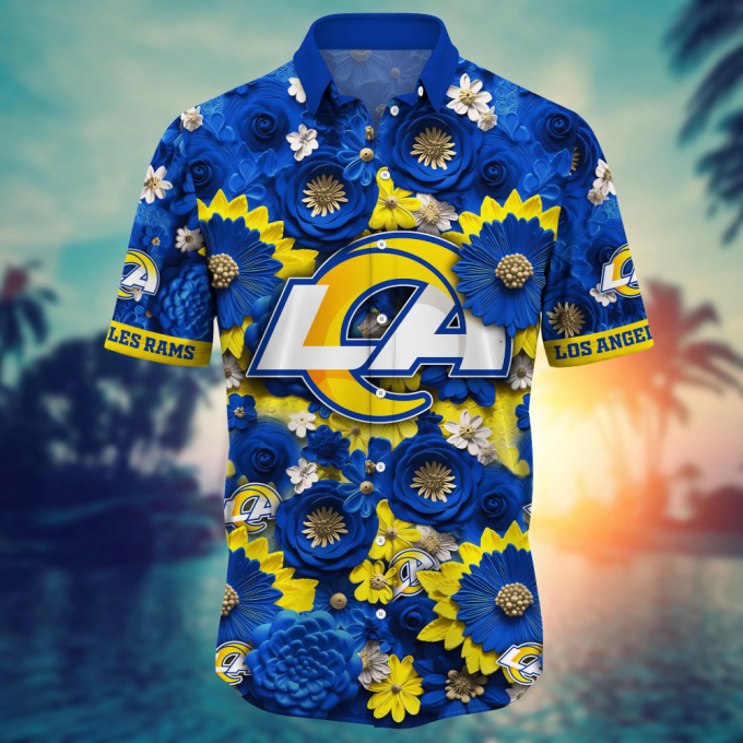 Los Angeles Rams Nfl Hawaiian Shirt Trending For This Summer Customize Shirt Any Team 3