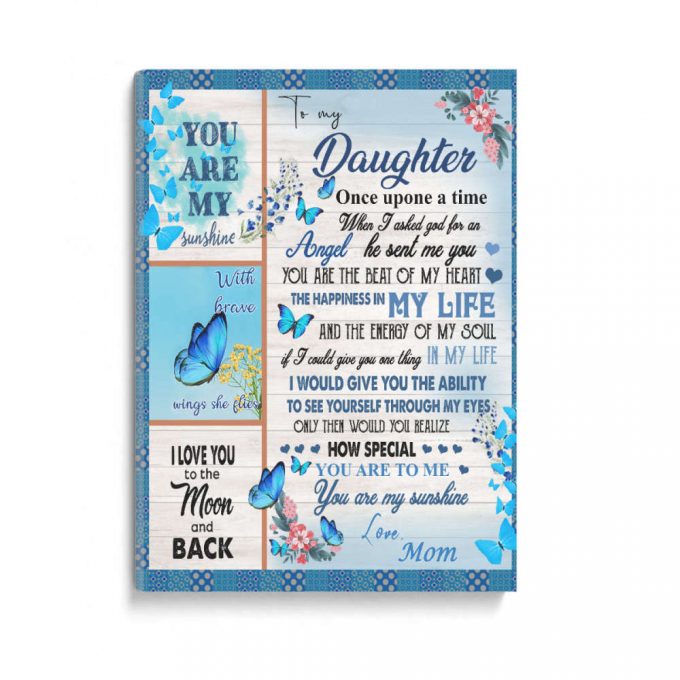 Mom To Daughter Butterfly Love You Moon And Back Poster Canvas 2