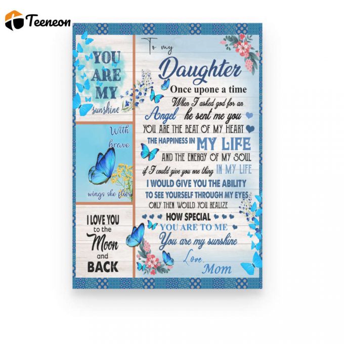 Mom To Daughter Butterfly Love You Moon And Back Poster Canvas 1