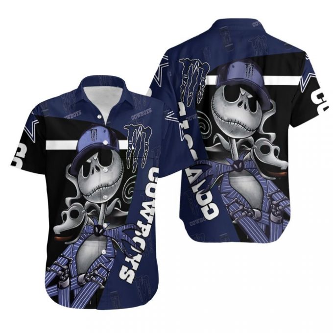 Monster Energy Logo Jack Skellington Dallas Cowboys 3D Hawaiian Shirt 2
