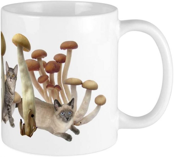 Mushroom Cats Mug,White 3