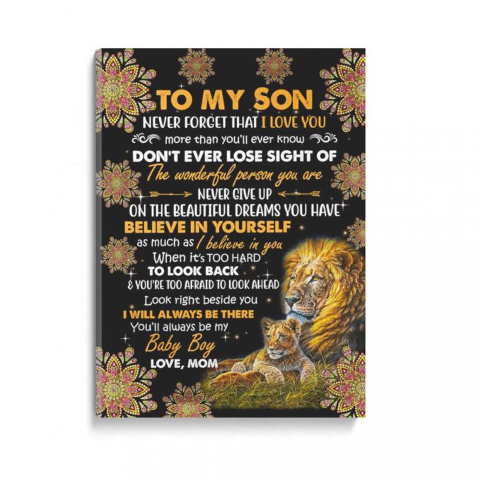 Never Forget That I Love U Lion Mom To Son Poster Canvas | Gift For Son 2