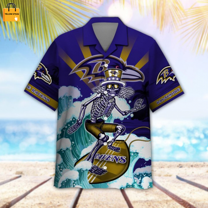 Nfl Baltimore Ravens Grateful Dead Violet Hawaiian Shirt 3