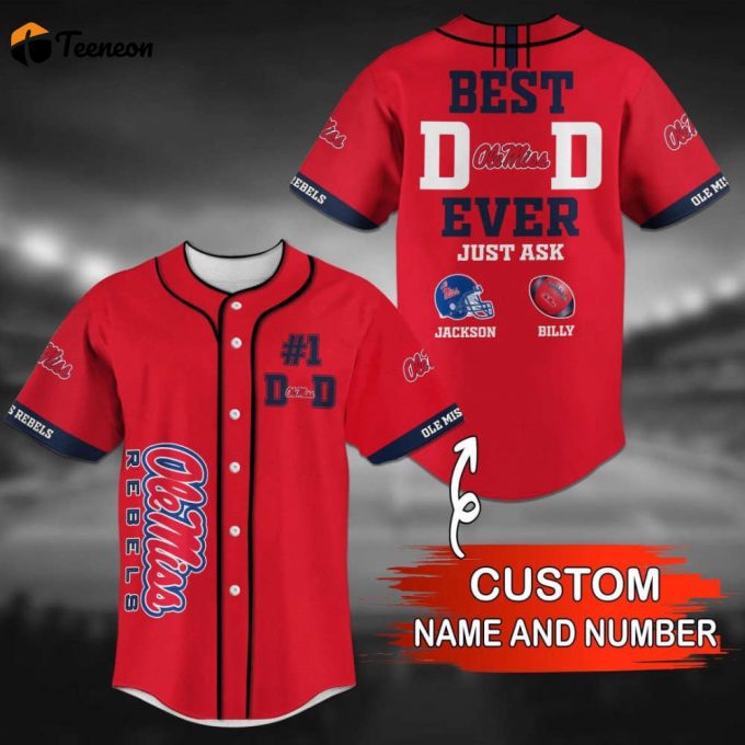 Ole Miss Rebels Personalized Baseball Jersey 1