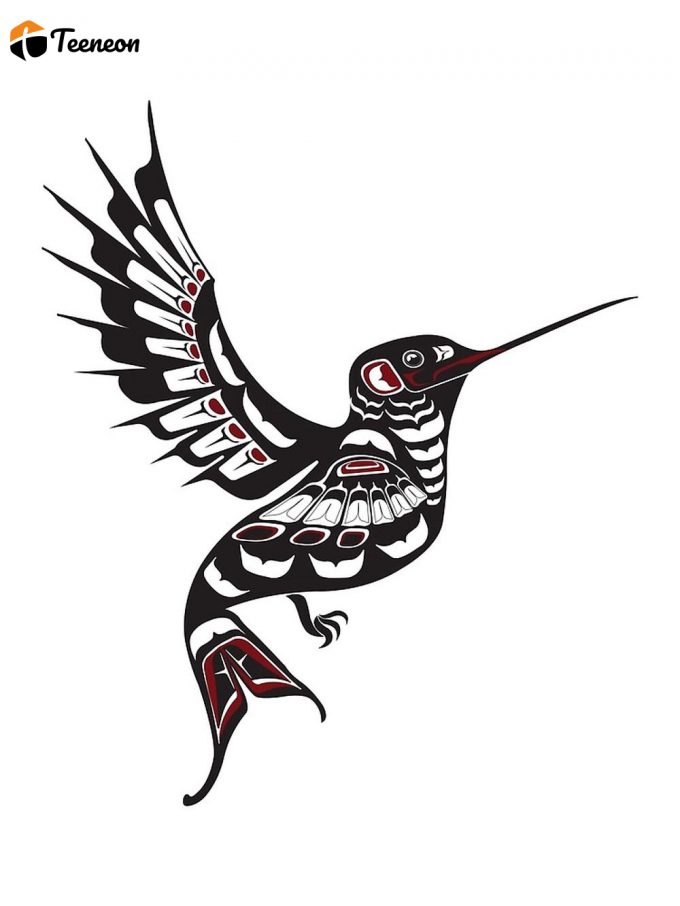 Pacific Northwest Hummingbird Native American Salish Formline Art Colibrí Premium Matte Vertical Poster