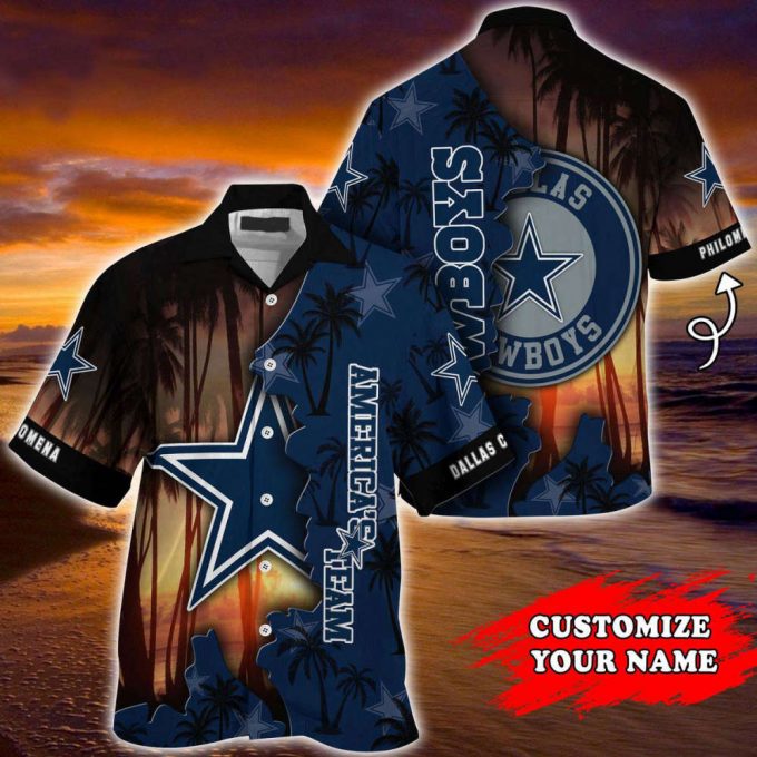 Personalized Dallas Cowboys Big Logo Palm Tree Graphic Hawaiian Shirt 2