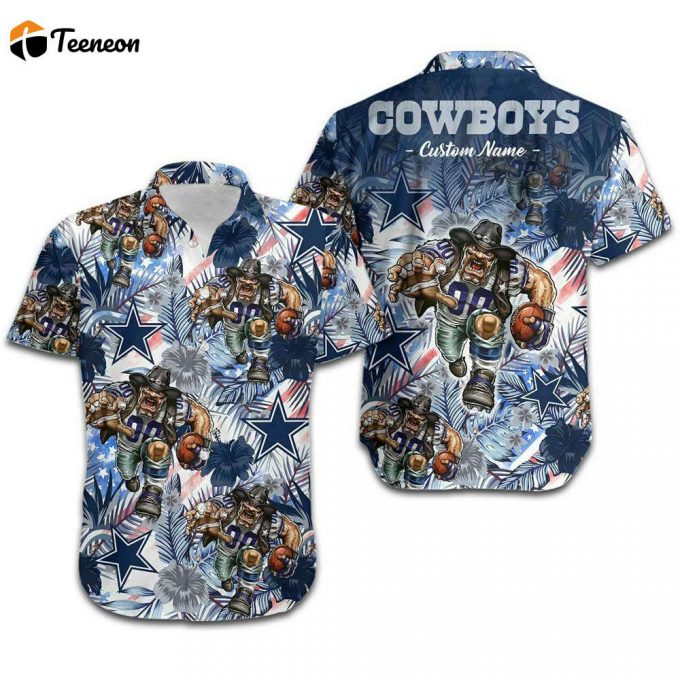 Personalized Dallas Cowboys Mascot Graphic Hawaiian Shirt, Gift For Fan 1